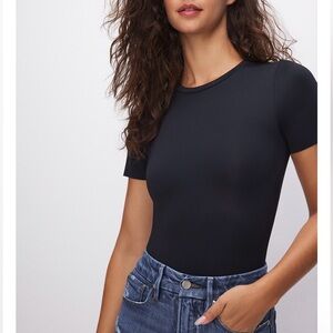 -NWT- GOOD AMERICAN SCUBA TEE BODYSUIT IN BLACK SZ S